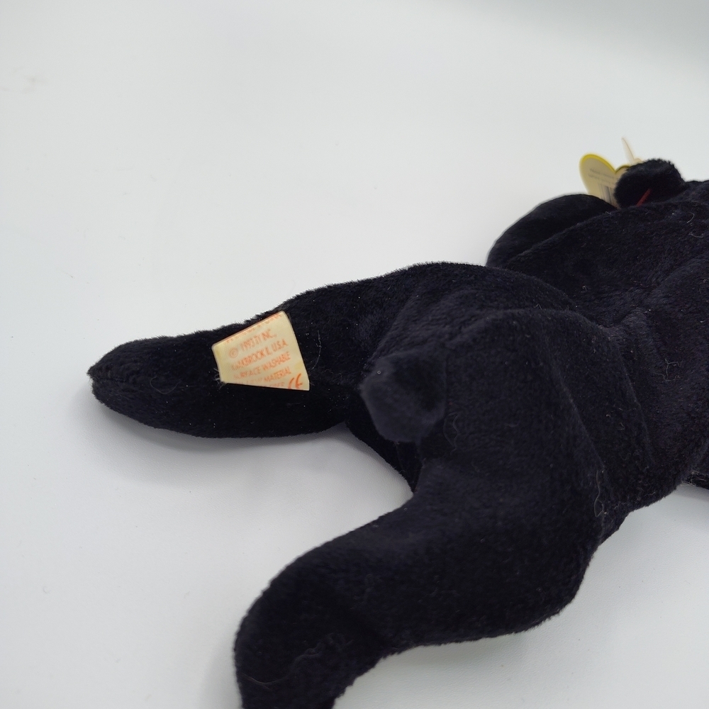 RETIRED RARE!! Ty "Blackie" Beanie Baby Black Bear Plush Toy. Original Hangtag - Picture 5 of 5